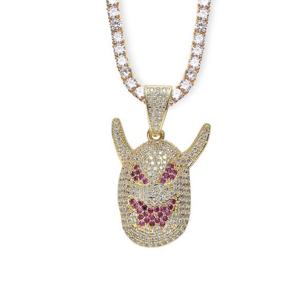 

new hip hop jewelry bling bling evil pendant copper micro pave zircon gold lovely elf pendant necklace rock iced ou, Silver