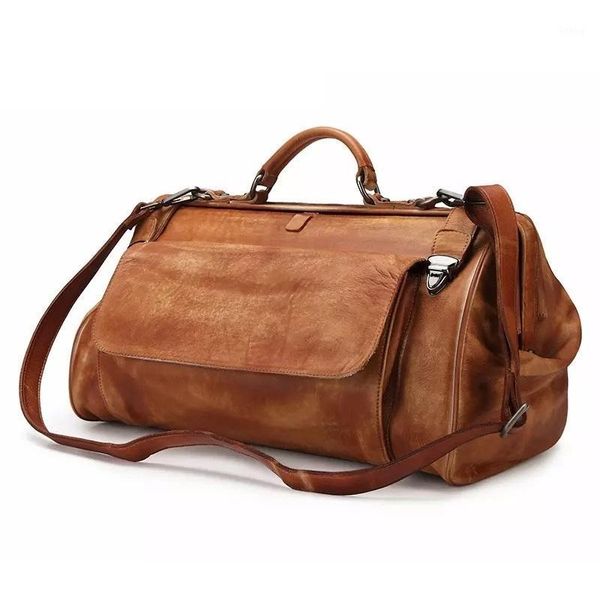 

grade black coffee genuine leather travel bag with metal buckle men fashion travel handbags anti theft designer duffle bag1
