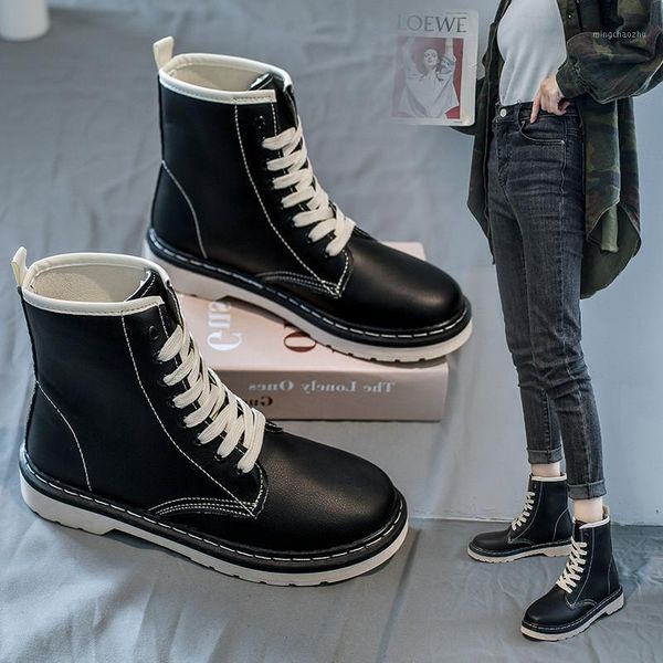 

boots 2021 autumn net red children ins tide flat bottom all-match motorcycle short casual candy color martin1, Black