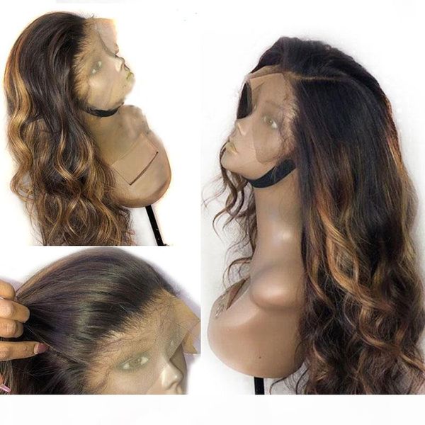 

honey blonde wavy colored highlightes 360 lace frontal wig preplucked malaysian remy lace front human hair wigs for black women