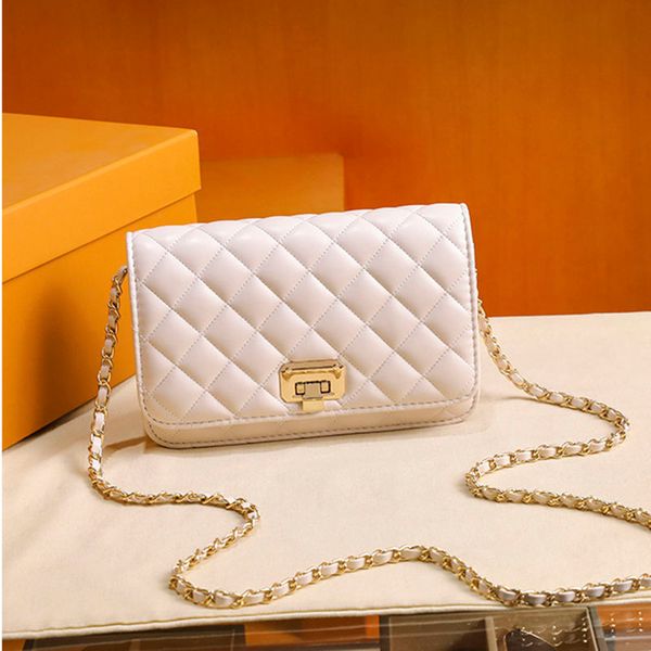 

trendy fashion womens crossbody bags white diamond designer small square bag luxury retro intellectual gold-plated hardware messenger bag wo