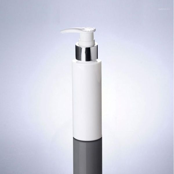 

3 ps/lot cosmetic packaging 100ml 150ml 200ml white plastic silver lotion pump bottle, pet bottle for shampoo with dispenser1