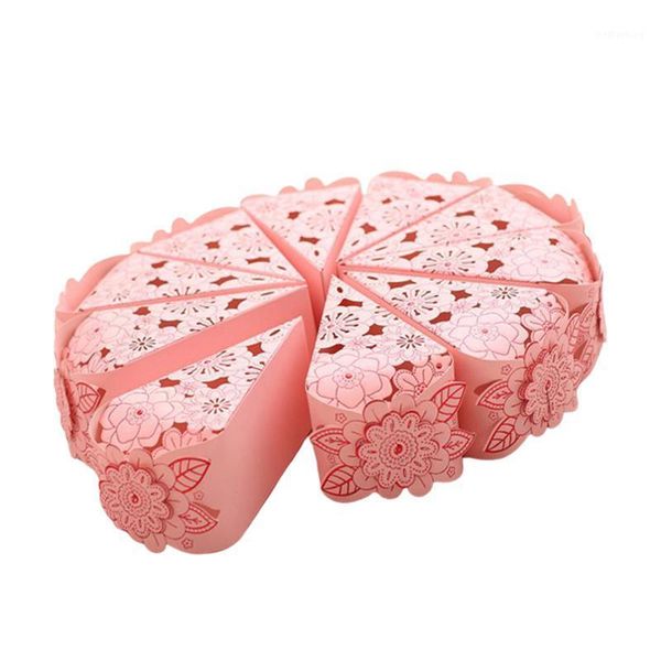 

10pcs triangle creative cake package case candy storage box present cake holding container with lace for birthday festival a351