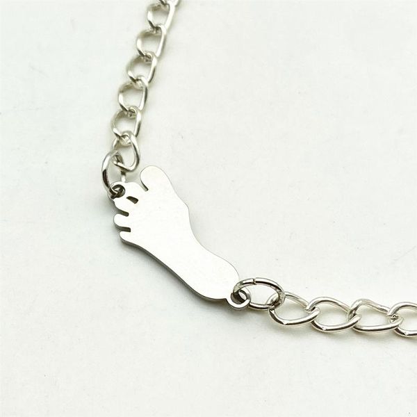 

charm bracelets lovely feet hand bracelet rustproof 100% stainless steel baby ankle dainty necklace diy jewelry findings making, Golden;silver