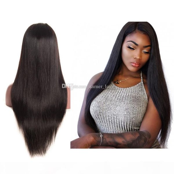 

brazilian hair lace front human hair wigs for women silky straight lace wig full lace wigs with baby hair natural color, Black;brown