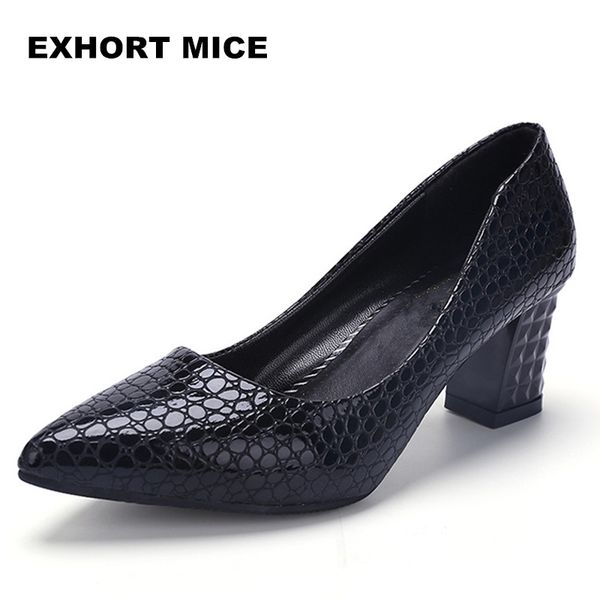 

women pumps ankle strap thick heel women shoes square toe mid heels dress work pumps comfortable ladies shoes 6cm y200113, Black