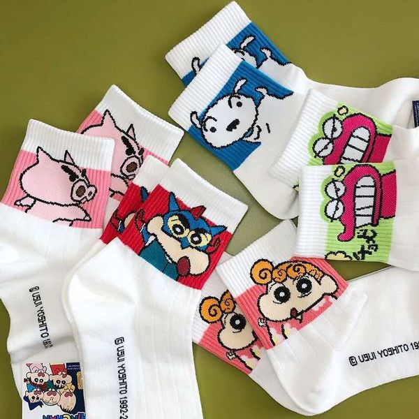 

south korea cotton and east gate spring tube female cotton cartoon animation white socks cute sports socks miofc, Black