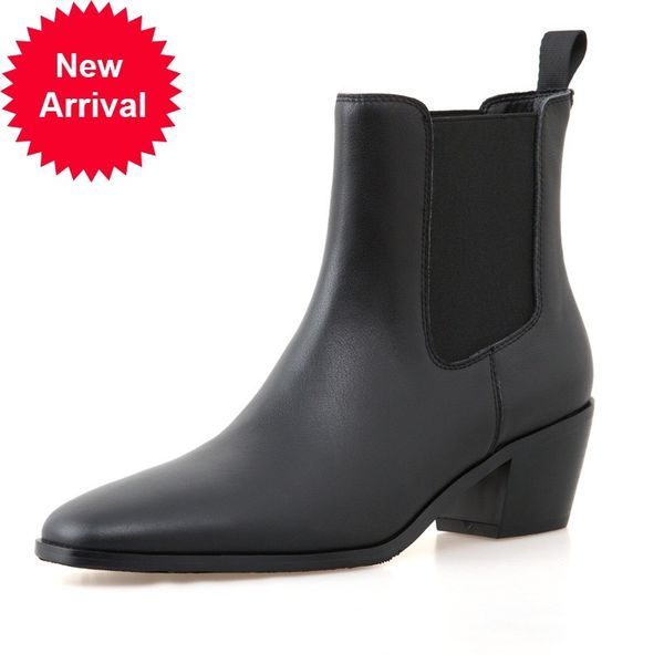 

2021 decent vintage leather women's ankle boots new winter wholesale heels girl's woman's shoes 43 5osn, Black