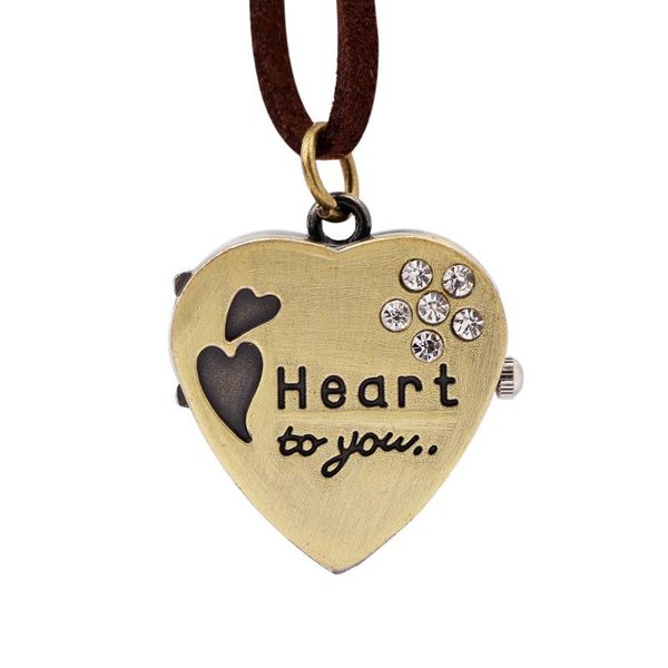 

pendant necklaces [vikingsmap]fashion jewelry 2021 necklace heart watch women casual vintage rope chain female male trendy tj_05, Silver