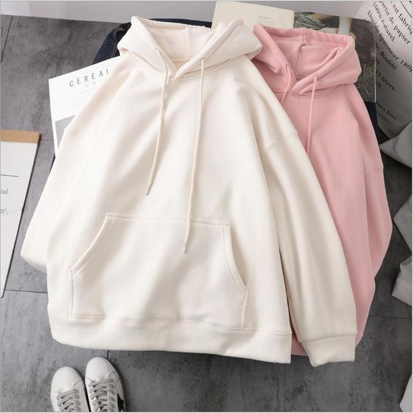 

add velvet, thicken, lazy hoodie, female jumper, hoodie, 2021 autumn/winter new korean version of loose student coat trend1, Black