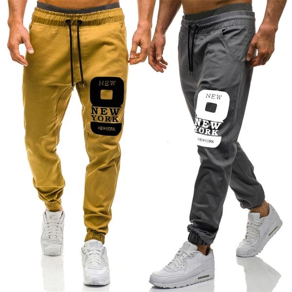 

new joggers sweatpants men trousers 8-character printing design solid color elastic waist pants streetwear sport tracksuit lj201104, Black
