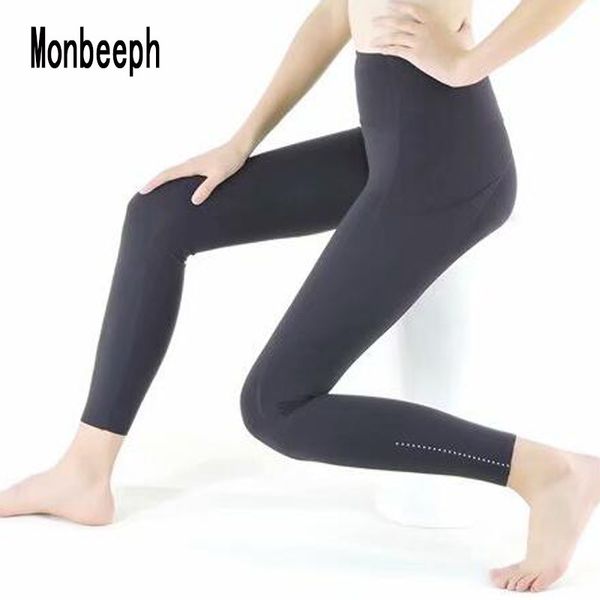 

monbeeph print leggings high waist ankle-length 7/8 capris pencil skinny pants t200103, Black