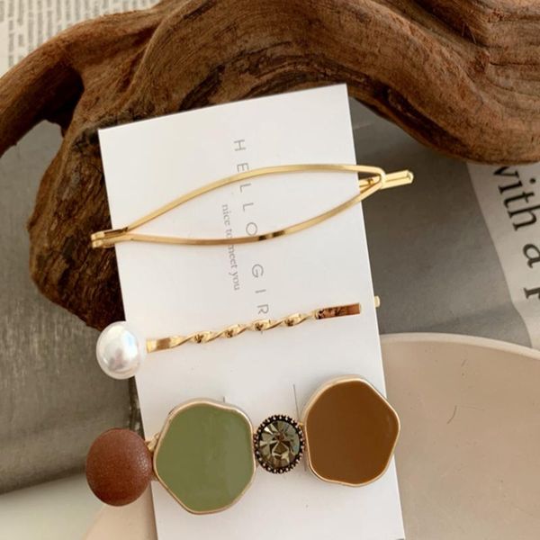 

новые 3штов клипы корейского ins стиль волосы женщины ретро металл pearl шпилька челка клип barrettes стик side клип аксессуары для волос кп