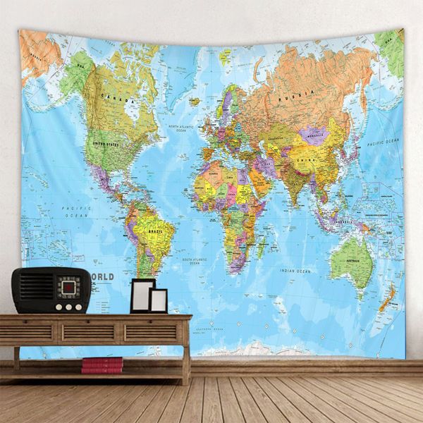 

world map tapestry polyester wall hanging art home decor tapestries