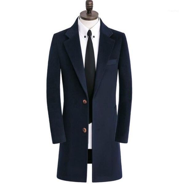 

korean woolen coat men trench coats long sleeves autumn winter overcoat mens cashmere coat casaco masculino inverno england1, Black