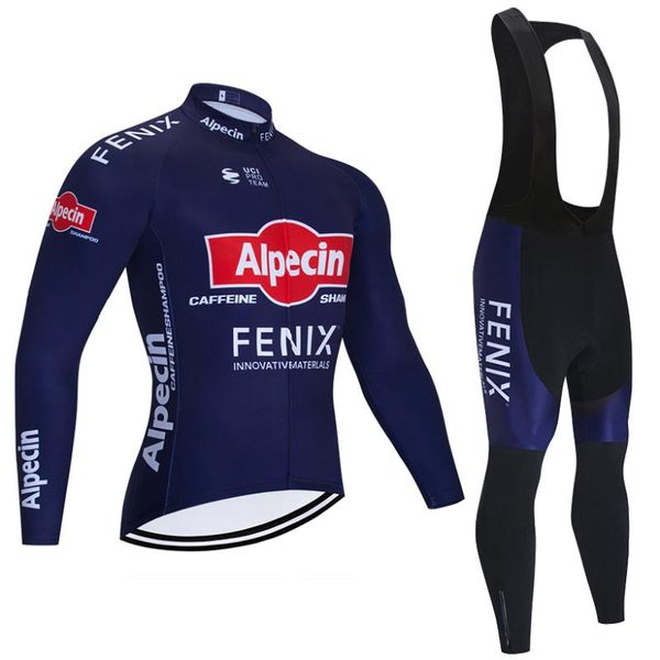 

winter alpecin team pro cycling jersey sportswear bike pants set mens ropa ciclismo thermal fleece bicycling maillot culotte, Black;blue