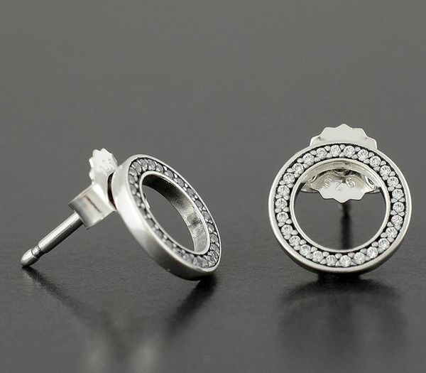 

new аутентичные 925 sterling silver circle серьги стержня с оригинальной коробке набор для pandora cz алмазный женщин fashion11, Golden;silver