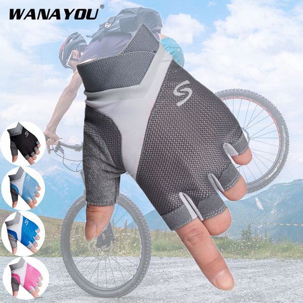 

женщины спорт велоспорт перчатки, half finger йога профессиональной пригодности перчатки, анти-скольжения дышащий unisex mtb перчатки для ма, Blue;gray