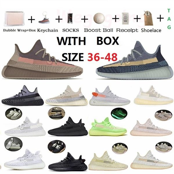 

with box fade natural asriel carbon ash blue pearl stone kanye west v2 running shoes triple black white mens women trainers sneakers 36-48