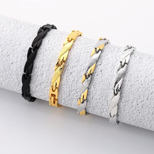 

ksra punk stainless steel bracelets for men dragon pattern gold thick chain bracelets & bangles male jewelry 2021 new, Black