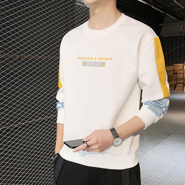 

2020 autumn new long-sleeved t- round sweatert-shirt sweaterneck sweater men's fashion youth base shirt men's 56znu, Black