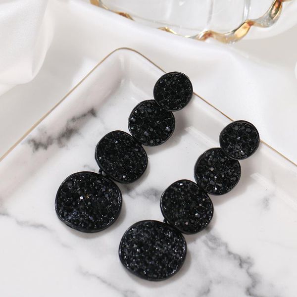 

stud 2021 z fashion generous charm charming pure black darkly desire rhinestone multi-round earrings party gift 1, Golden;silver