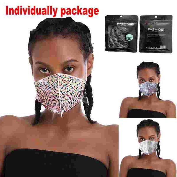 

face stock fashion mask bling rhinestones mouth designer cover mask protective pm2.5 dustproof washable reuse masks elas