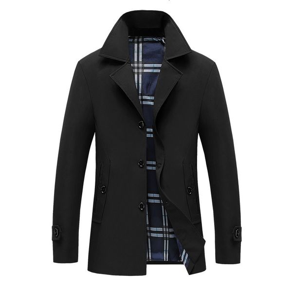

2020 spring and autumn windbreaker medium length korean business dad casual jacket coat men's, Tan;black