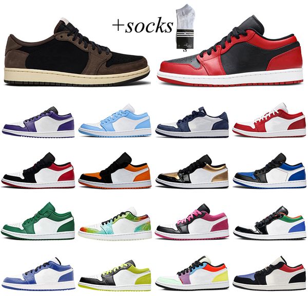 

with socks 1 basketball shoes 1s black white count purple obsidian green blue yellow outdoor sport sneakers mens trainer size 36-45, White;red