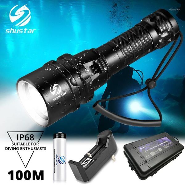 

flashlights torches super bright diving ip68 highest waterproof rating professional light powered by 18650 battery with hand rope1