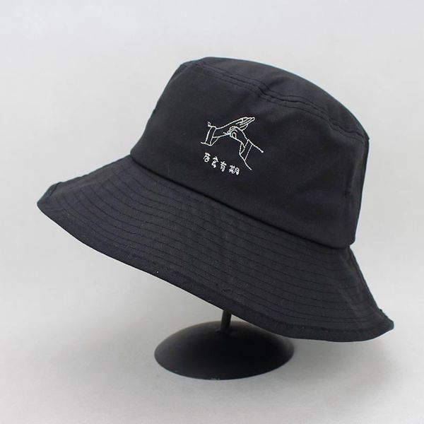 

cloches ldslyjr 2021 cotton gesture embroidery bucket hat fisherman outdoor travel sun cap hats for men and women 285
