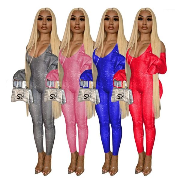 

jumpsuits bling dew shoulder long flare long pants womens jumpsuits casual womens clothing slim womens designer, Black;white