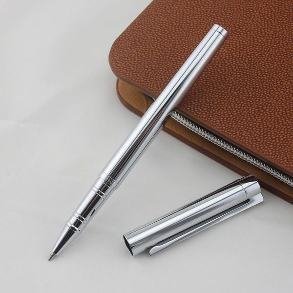 

jinhao 126 gel pen black silver metal rollerball pen 0.7mm black ink refill for student school supplies ballpoint gift box