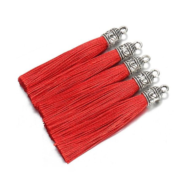 

10pcs lot 6cm silk tassel with silver caps decorative tassels pendants diy earring charm for jewelry making hangling accessories h wmtoqx
