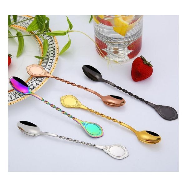 

creative spiral long handle bar stir spoon 304 stainless steel mixing cocktail spoon bartender bar tools shipping