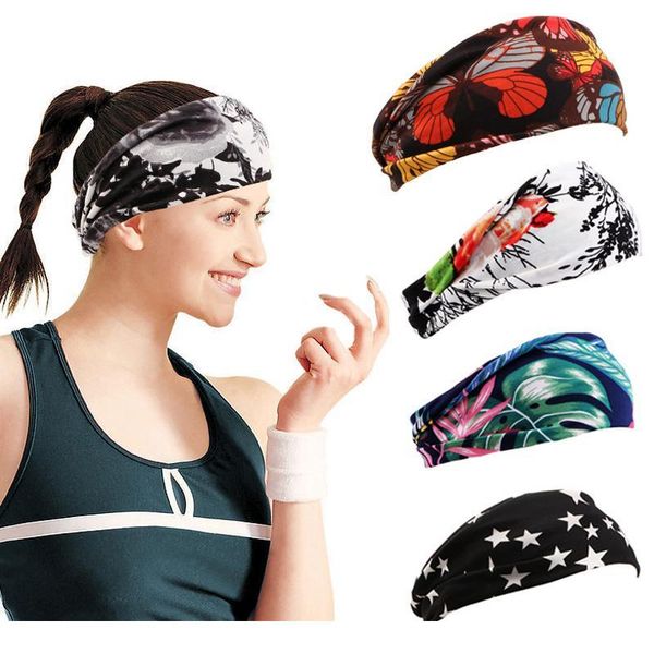 

floral print turban knot headwrap sports elastic yoga hairband fashion cotton fabric wide headband for women hair acc qylxek