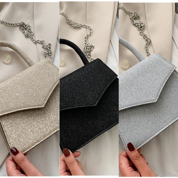 

2020 summer new sequins with small square bagsequins small square bag high sense of fashionfashionversatile chainone shoulder straddle women