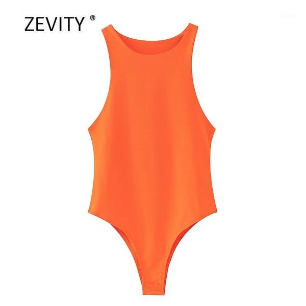 

zevity new women fashion candy colors slim bodysuits female chic o neck sleeveless vest blouse leisure playsuits p8591, Black;white