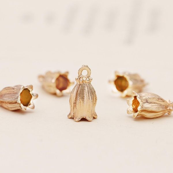 

20pcs 7x16mm tassel cord end tip caps metal flower tray rope crimp pendant charms connectors for diy jewelry making findings h jllufm