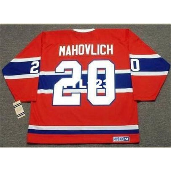 

men #20 peter mahovlich montreal canadiens 1973 ccm vintage hockey jersey or custom any name or number retro jersey, Black