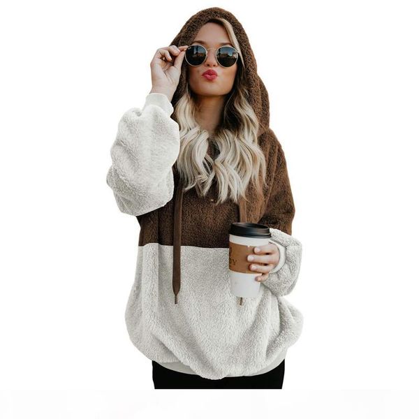 

harajuku christmas hoodies sweatshirts woman colorblock drawstring hooded sweatshirt plus velvet padded pullover streetwear discount, Black