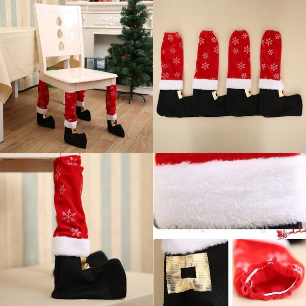 

christmas table leg cover wine bottle decor sleeve xmas stocking santa boots chair foot sock breathable moisture absorption 4 2hba g2