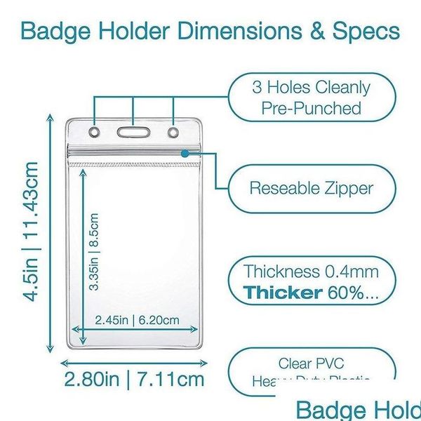 

retractable reel id badge card holder + double sided vertical clear id pass holder bulk kit. nyl jllmyc lucky2005