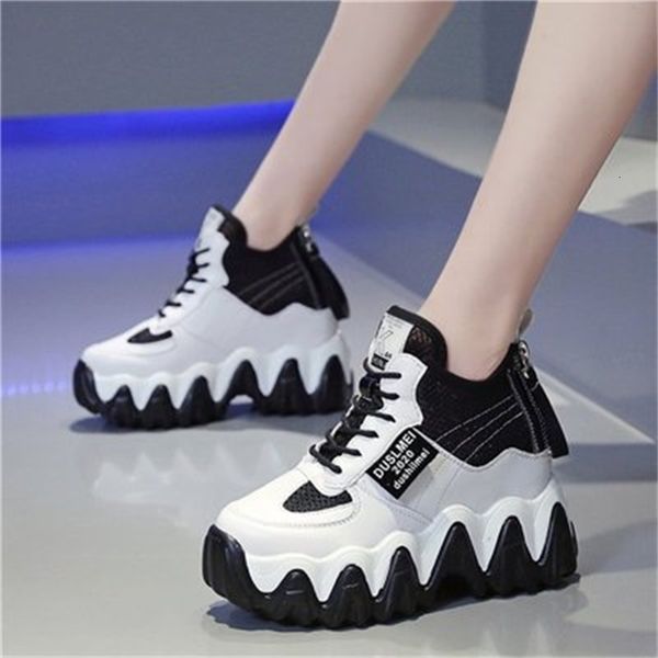 

elegant 2021 new thick autumn soles 9 cm breathable mesh women's hiking shoes mujer zapatos stz4, Black