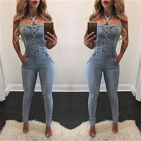 

women's jeans fashion summer bandage women fashion denim bib pants overalls straps jumpsuit rompers trousers dncw, Blue