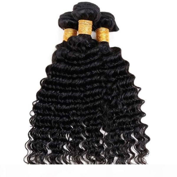 

human hair products 3pcs lot deep curly wave hair weaves bundles with natural color, dhl, Black