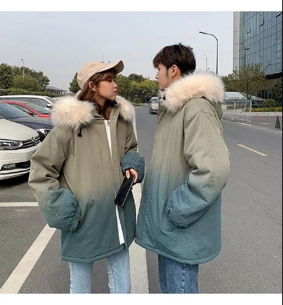 

2021 new women's jackets winter fashion work done with couple's clothes quilted men's and women oversized jacket s2st, Black
