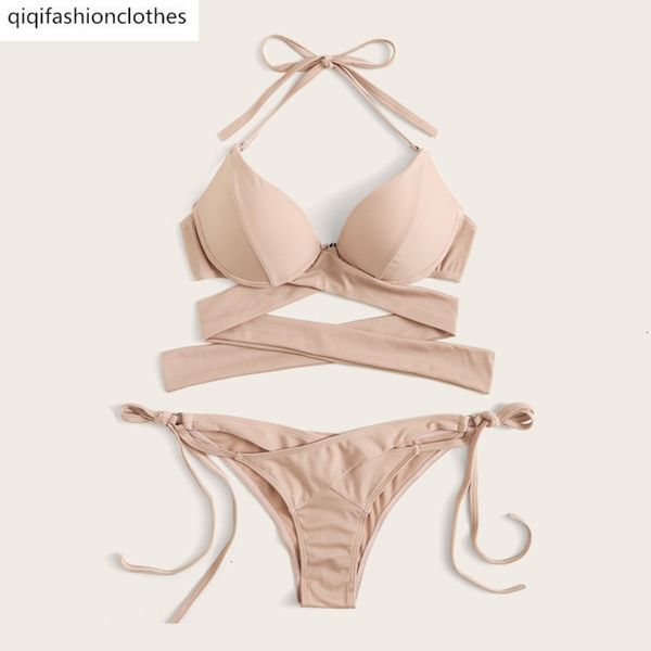 

2019 sweet lotus root powder steel strap bikini swimsuit woman, White;black