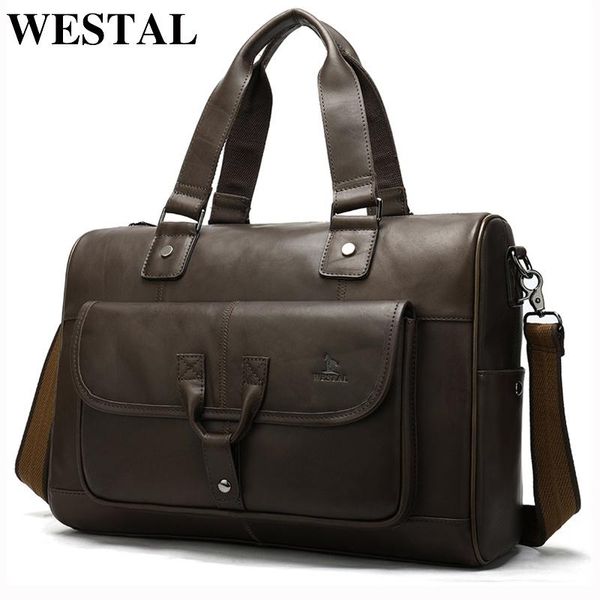 

westal briefcase men's genuine leather bag office bags for men porte document leather lapbag men's business document for men