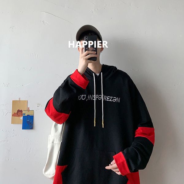 

2021 male spring and winter thin new letter printed hoodie young men's clothes skzw, Black